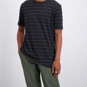 Men's Navy and Gold Striped T-Shirt